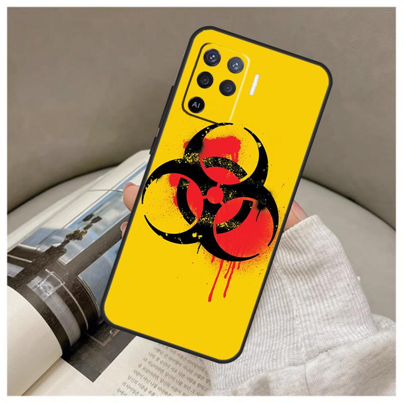 Biohazard Symbol Logo Case For Oppo A74 A94 A54 A18 A38 A58 A78 A98 A80 A60 A40 A96 A76 A16 A15 A17 A57 A77 A5 Pro