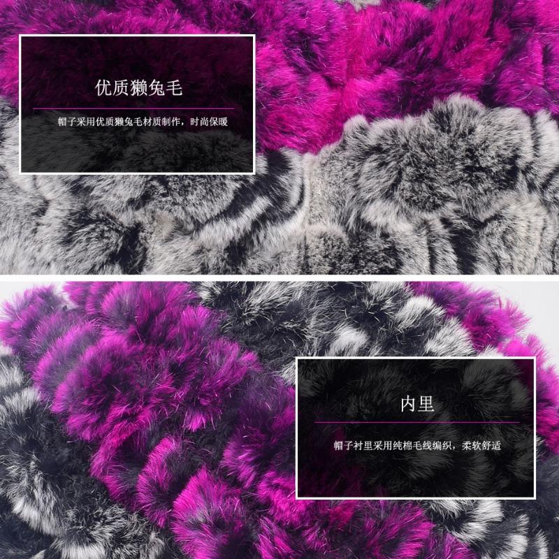 New Rex Rabbit Hair Hat Female Winter Mother Middle and Old Fur Hat Thickened Warm Rabbit Hair Plush Round Hat