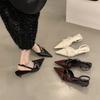 High-heeled Bag Head Sandals Back Empty Shallow Mouth Women's Shoes Spring and Summer 2025 New Thin Heels with Skirts Retro Pointed Single Shoes