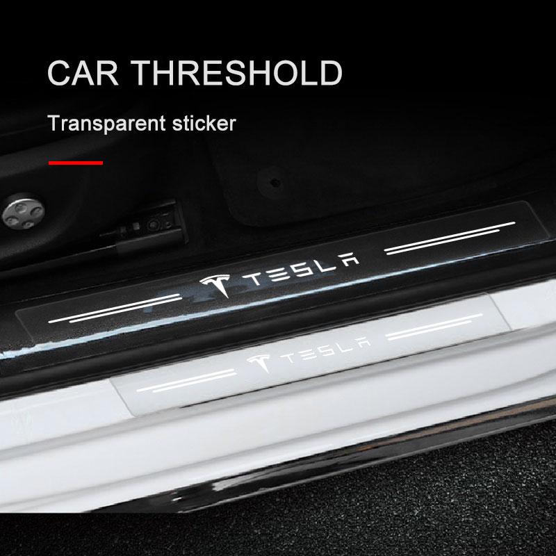 4 шт. Защита порогов автомобиля Прозрачная декоративная 3D наклейка Для Tesla Model 3 Model S Model X Model Y Roadster Bonina Coil