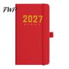 A6 Pocket Notebook 2027 Daily Planner with PU Leather Cover, Size Hardcover Agenda Journal Agenda, Portable Pen Holder for Efficient Time Management