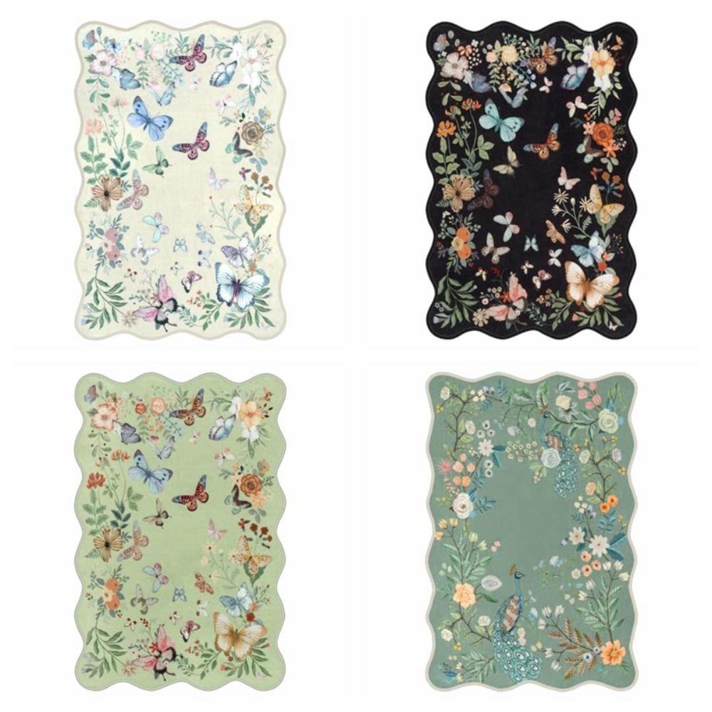 Non-Slip Indoor Door Mat Washable Small Kitchen Rug Butterfly Entryway Rug  for Bathroom Bedroom