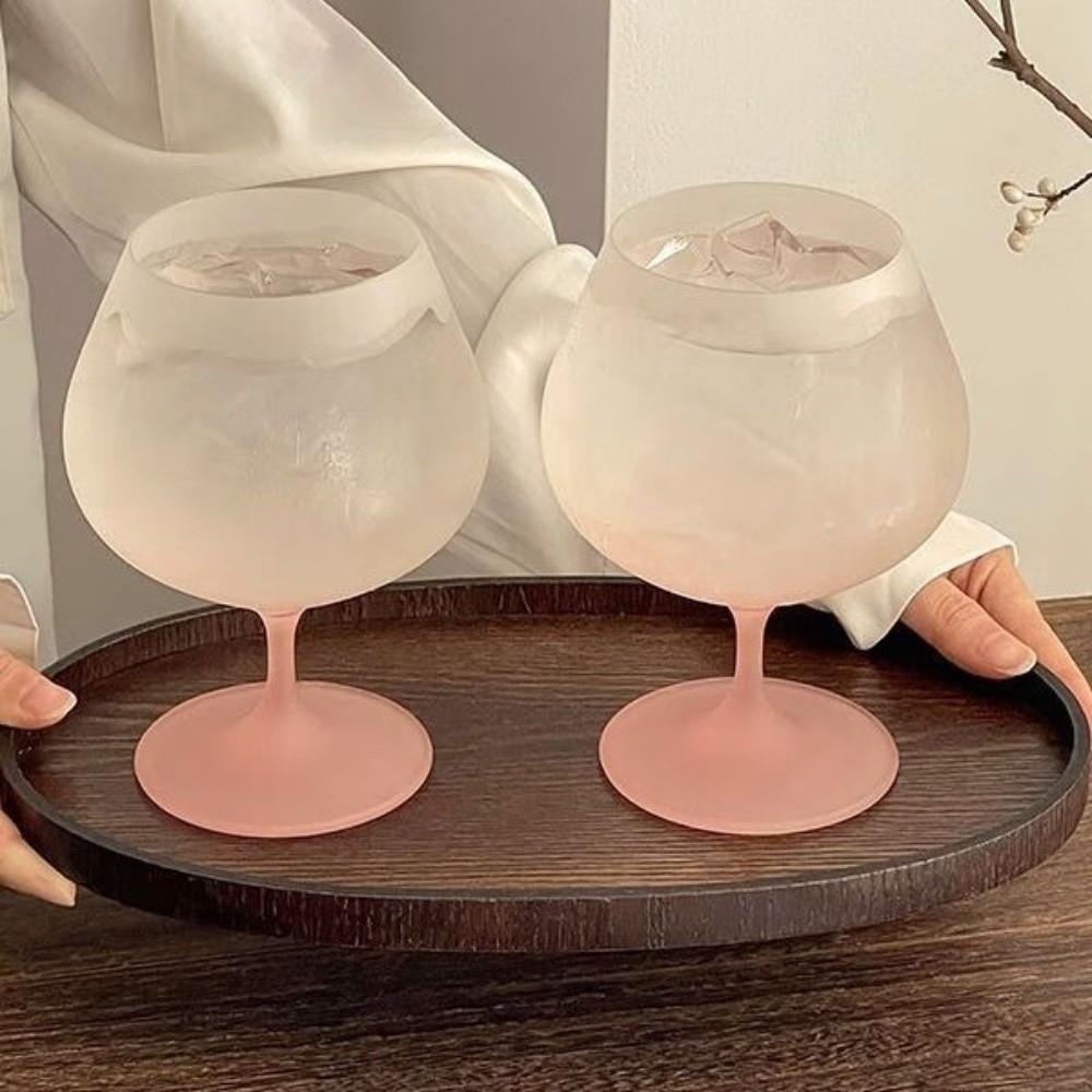 Frosted High Footed Glass French Style Ice Cream Cup Elegant Stemmed Glasses Home Use