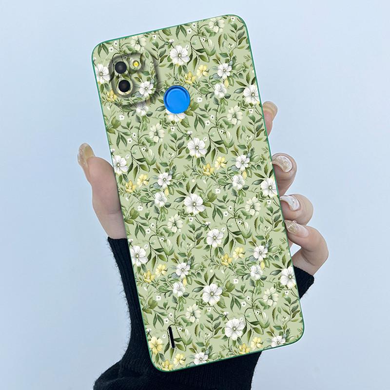 Чехол для Tecno Pop 4 Lte, Жидкий силикон, Модный, Простой, Масляная живопись, Цветочная задняя крышка для телефона Techno Pop4 Air, BC1s