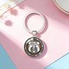 1Pc Motorcycle Style Necklace, USA Flag Route 66 Glass Pendant Unisex