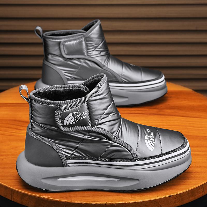 Модная зимняя обувь для мужчин, меховые теплые удобные зимние ботинки, водонепроницаемые, пуховые, высокие, на платформе, теплые походные ботинки черного цвета