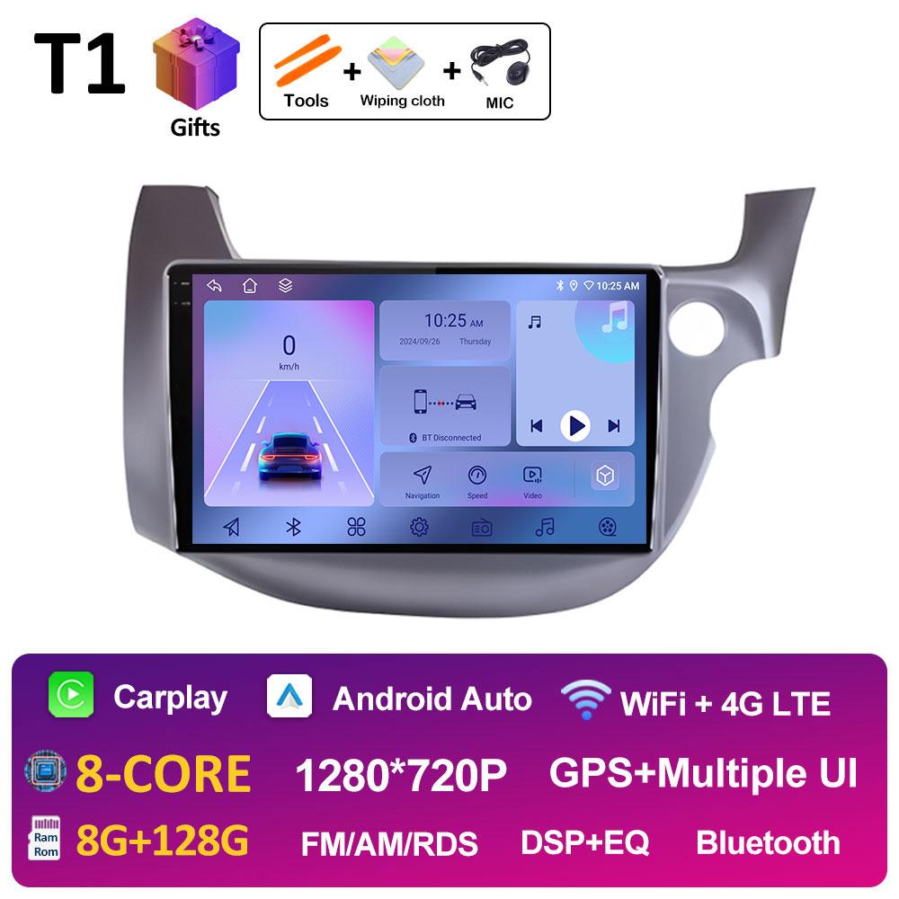 Android 14 DSP Стерео для HONDA FIT JAZZ 2007 2008 2009 2010 2011 - 2013 Правостороннее управление Беспроводной Carplay Охлаждающий вентилятор Головное устройство