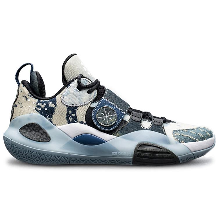 Li Ning All City 8 Амортизирующие Скользкие Устойчивые к истиранию Низкие Баскетбольные Кроссовки Мужские Бело-синие ABPQ005-10