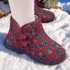 Cotton Boots Winter Soft-soled Cotton Shoes Women's Comfortable Velvet Warm Ethnic Style Mother Cotton Shoes the Elderly Grandma Cotton Boots