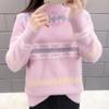 Women Fashion Half Turtleneck Basic Sweater Autumn Loose Casual Cashmere Knitting Pullovers Vintage Print Knitwear