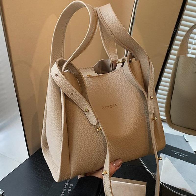 Сумка-ведро с узором личи, новая высококлассная сумка, женская простая на плечо, портативная сумка-овощная корзина