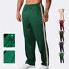 Men's Striped Track Pants Summer Casual Straight Leg Athletic Pants Elastic Waist Joggers