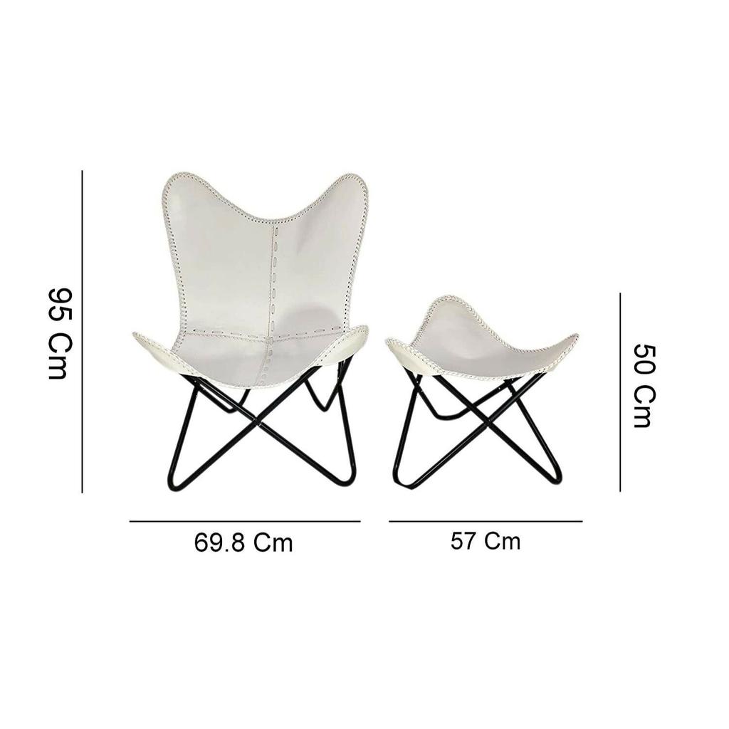 Хандмаде белое кожаное кресло-бабочка с подставкой для ног, складывающееся расслабляющее кресло с акцентом