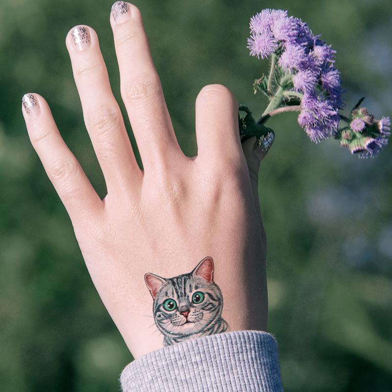 7 листов водонепроницаемых, но легко удаляемых временных татуировок с милыми животными
