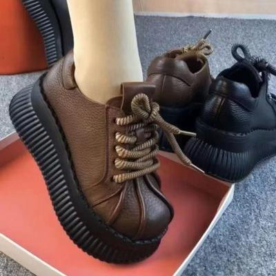 Женские повседневные ботинки на толстой подошве, с плиссировкой, из хлопка, с большой головкой, зима 2025, новые, на небольшой платформе, бархатные, теплые, хлопковые туфли