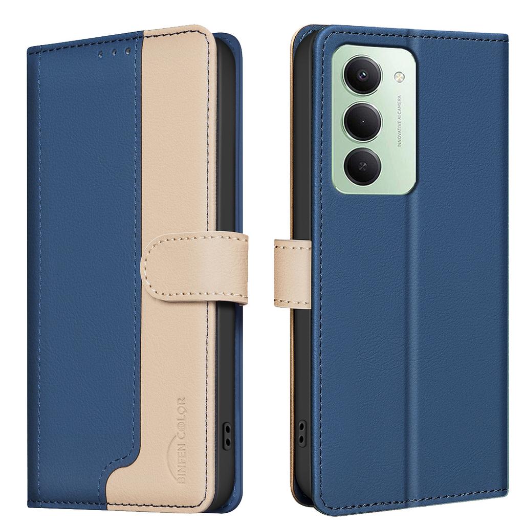 For Xiaomi Redmi 15 5G (Global) (169mm) Leather Case BINFEN COLOR Splicing Color RFID Blocking Wallet Stand Phone Cover