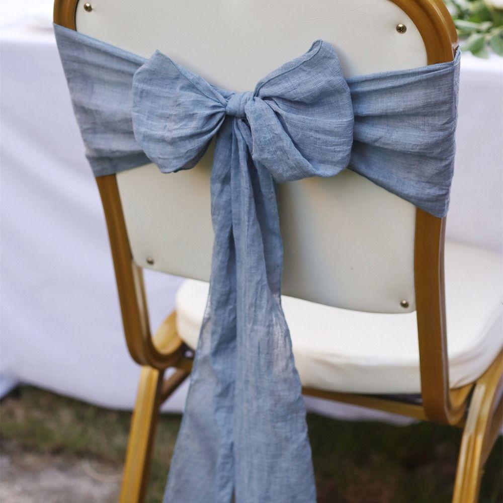 2Pcs Rustic Chair Sashes Cheesecloth Overlock Tulle Chair Ties Non-slip Wear-resistant Chair Decorative Bows Party Decoration