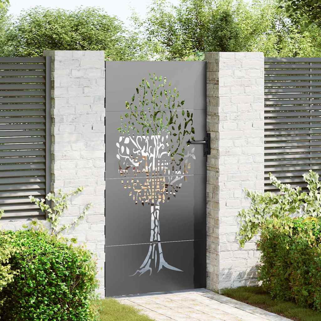 Garden Gate Black 85 x 200 cm Powder Coated Steel