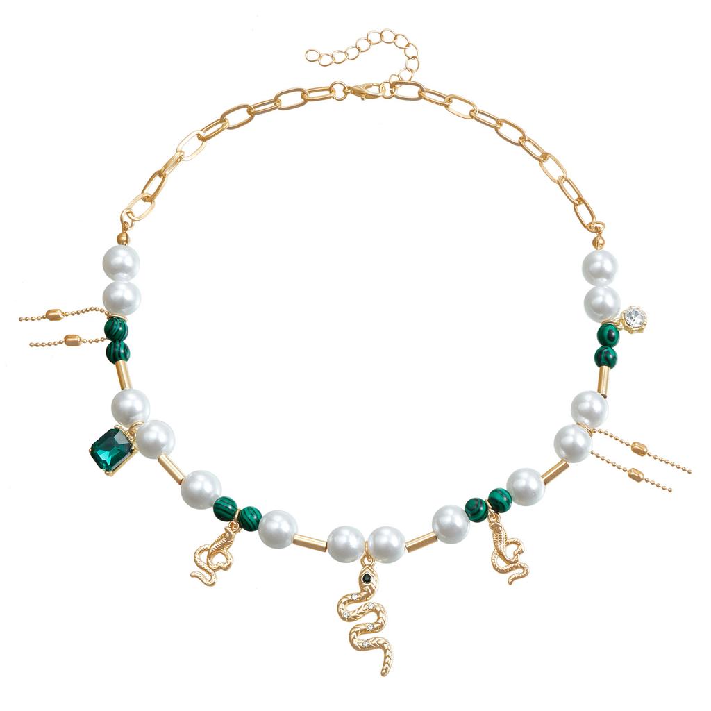 Jewelry Pearl Natural Stone Metal Tube Splicing Necklace Butterfly Love Shell Personalized Creative Items