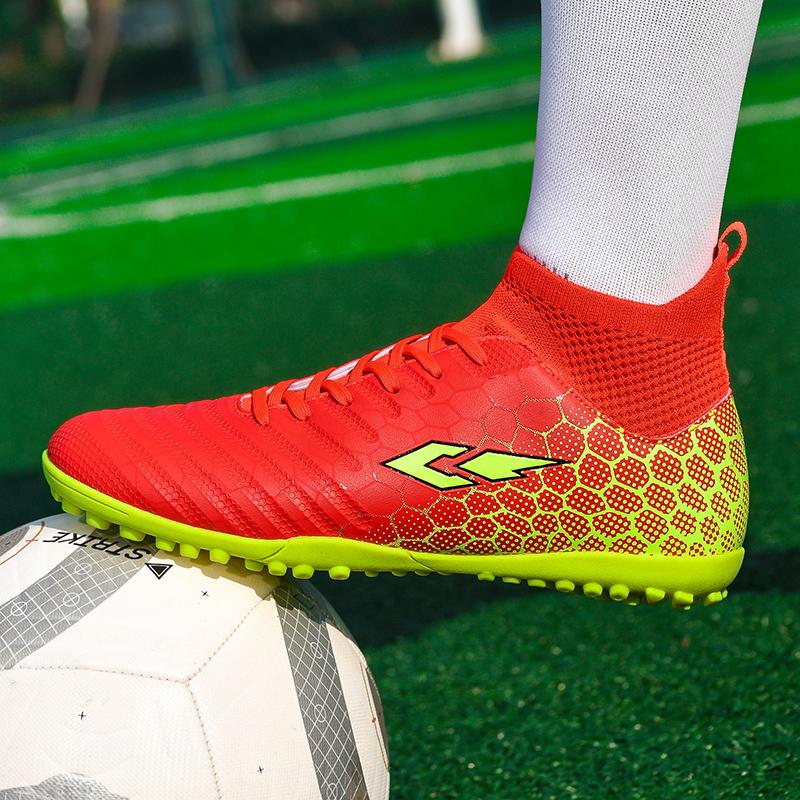 Men's Soccer Shoes TF Non-Slip Turf Soccer Cleats Train Shoes High Quality Comfortable Sneakers Fashion High Top Football Boots