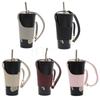 Insulated Leather Cup Holder PU Handle Cup Bag Accompanied Tumbler Carrier Pouch  Body Strap