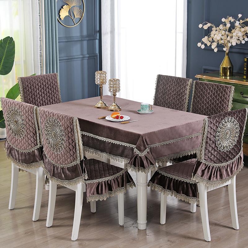 Роскошная фланелевая скатерть с кружевом, квадратная скатерть, вышивка, чехол на стул, подушка на обеденный стул для гостиной, кофейная скатерть