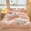 Winter milk fleece four-piece butterfly patch embroidery design new warm four-piece student dormitory available