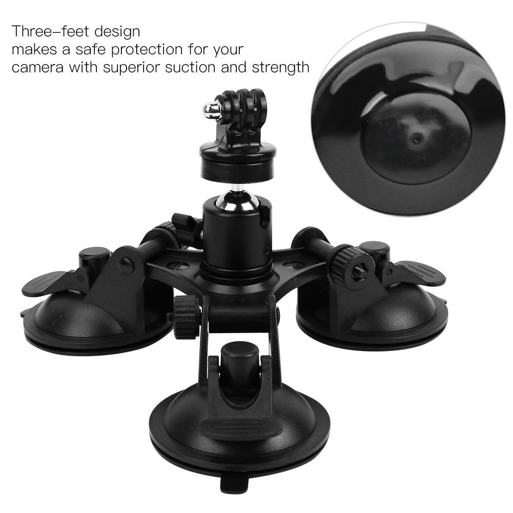 Car Triple Suction Cup Sucker Mount Holder Bracket with Ball Head for OSMO for GoPro Camera