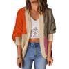 Womens Colorblock Knit Cardigan Sweater Winter Loose Fit Open Front Long Sleeve