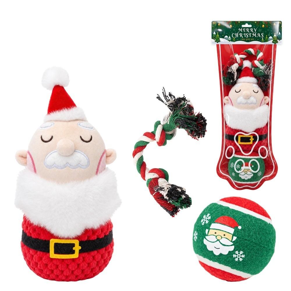 3pcs Snowman Christmas Dog Toy Xmas Tree Puppy Biting Toy Christmas Santa Pet Toy Large Dogs