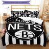 3pcs Custom Name Brooklyn Nets Bedding Set Duvet Cover Closure Includes 1 Duvet Cover & 2 Pillowcases, Soft and Comfortable for All Seasons.