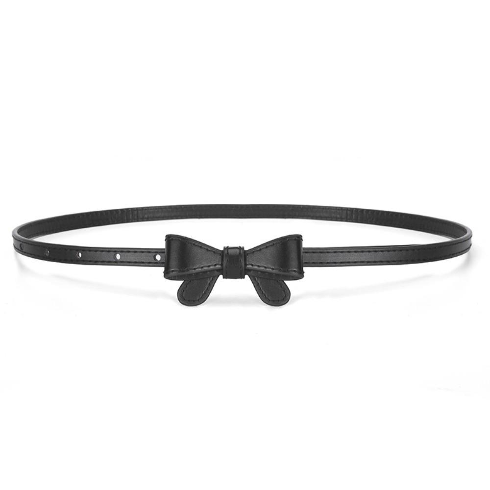 New Bowknot Leather Belt Solid Color Adjustable Thin Belt Simple Waist Chain for Jeans
