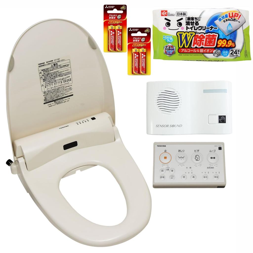 Toshiba Warm Water Toilet Seat Clean Wash Liebex Toilet Noise Suppressor Toilet Cleaner 4 AA Batteries Set SCS-T260 & (TLS1) & &