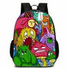 Kids School Backpack Boys Girls - Cute Cartoon Monster Design Lightweight Oxford Fabric Breathable Padded Straps Grade