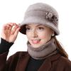 2Pcs/Set Women Winter Hat Scarf Set Elastic Soft Warm Solid Color Design Imitation Rabbit Fur Basin Hat Scarf Set