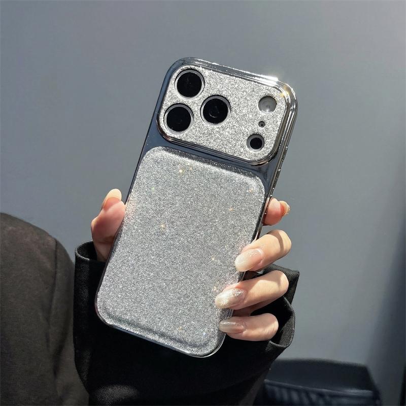 Роскошный Чехол для Телефона с Блестящим Песком Для iPhone 17 16 15 14 13 Pro Max Электролитическая Силиконовая Рамка Защита Камеры Ударопрочный Чехол