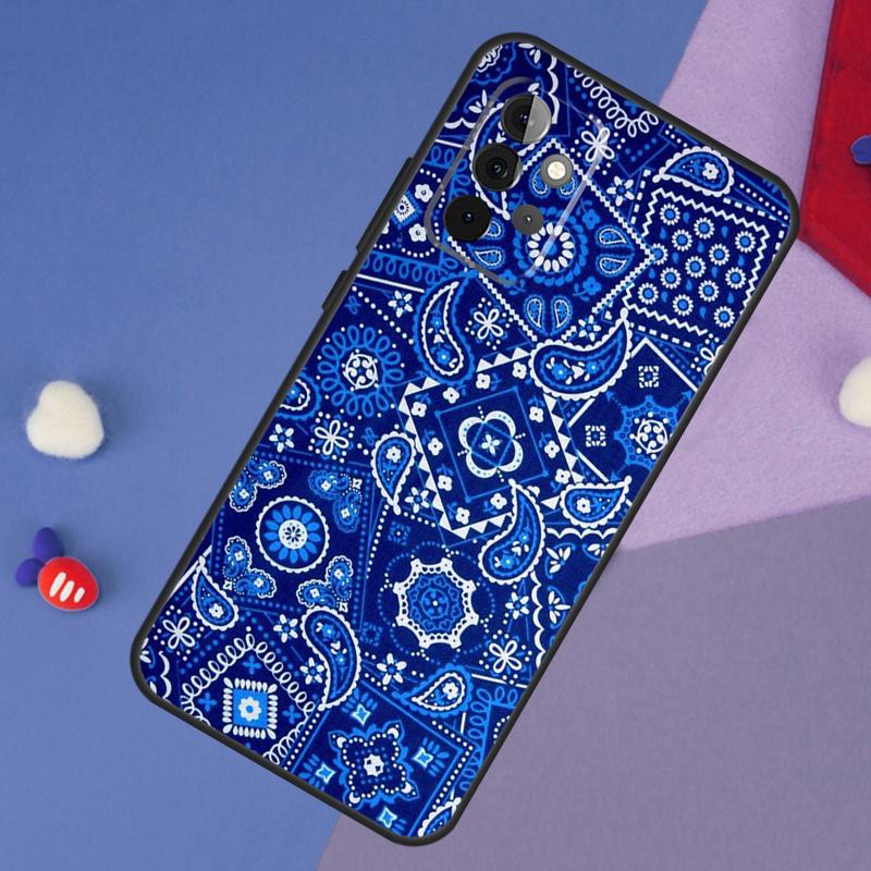 Blue Bandana Paisley Case For Samsung Galaxy A13 A16 A26 A36 A56 A06 A55 A35 A15 A54 A34 A14 A53 A12 A22 A32 A52