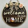 Warm Home Round Doorplate Retro Style Hanging Wooden Board New Wall Sign  Front Door Decor