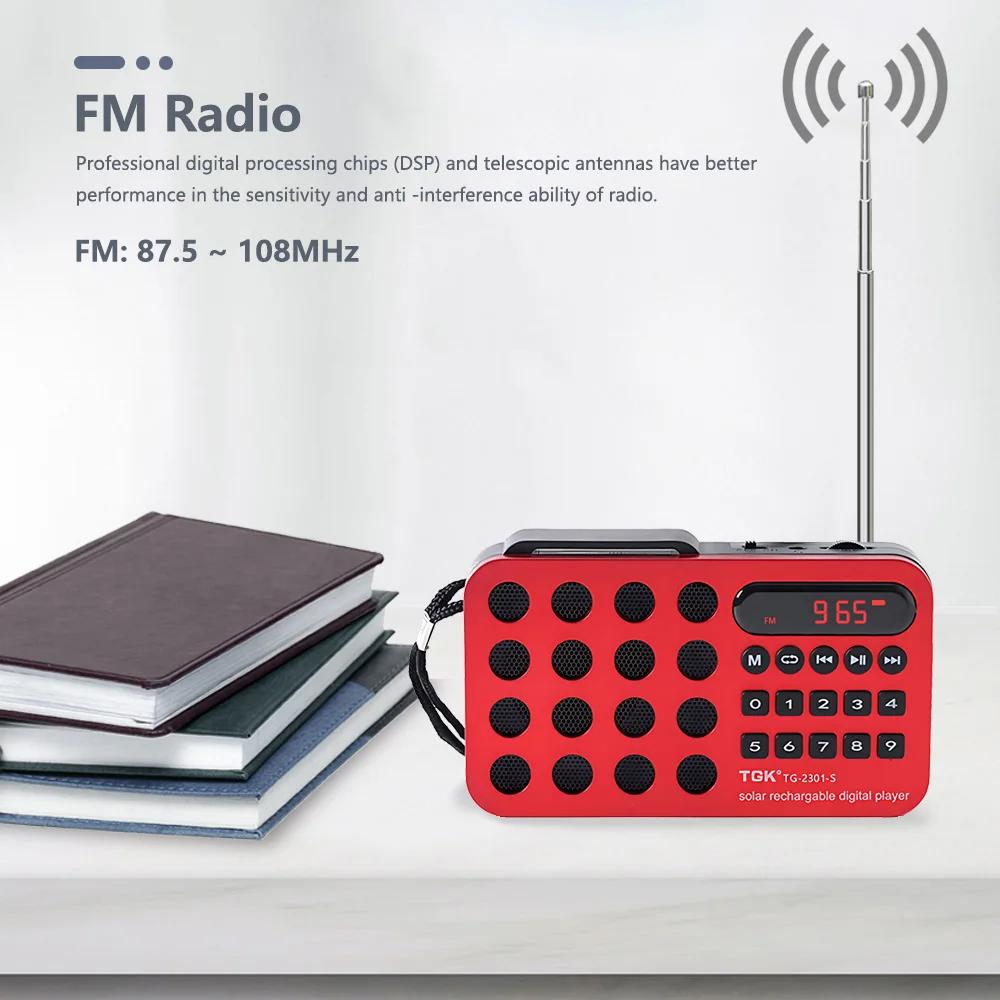 Перезаряжаемый портативный FM-радио мини-динамик на солнечных батареях Bluetooth, беспроводной, с поддержкой USB-TF-карт, MP3-плеером с FM-радиоприемником