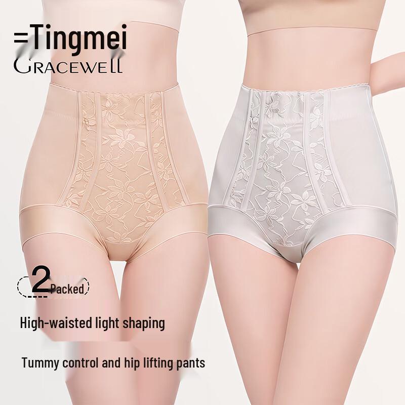 Женские бесшовные кружевные трусы Tingmei с высокой талией и контролем живота