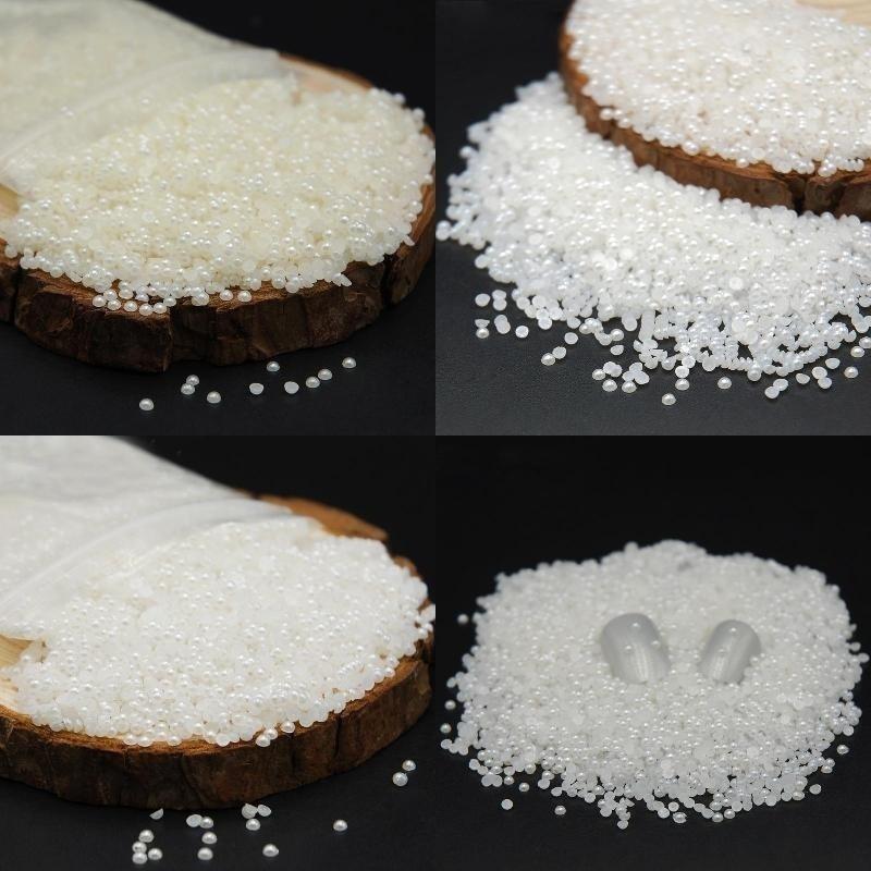 2000pcs 2mm 3mm 4mm Shiny White/Beige Half Round Pearl Beads Flat Back Gems Resin Pearl Beads Nail A