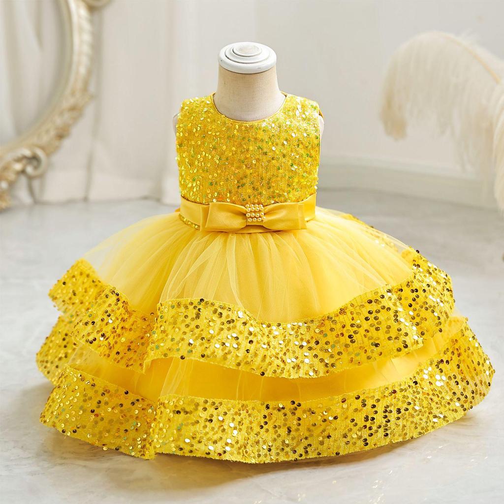 Красное платье принцессы с пайетками для девочек - Наряд для дня рождения, банкета и выступления