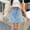 Youthful and Slimming Short Skirt Solid Color Thin Big Yards High Waist A Word Package Hip Half-body Skirt Ladies Summer Fashion Denim Short Skirt