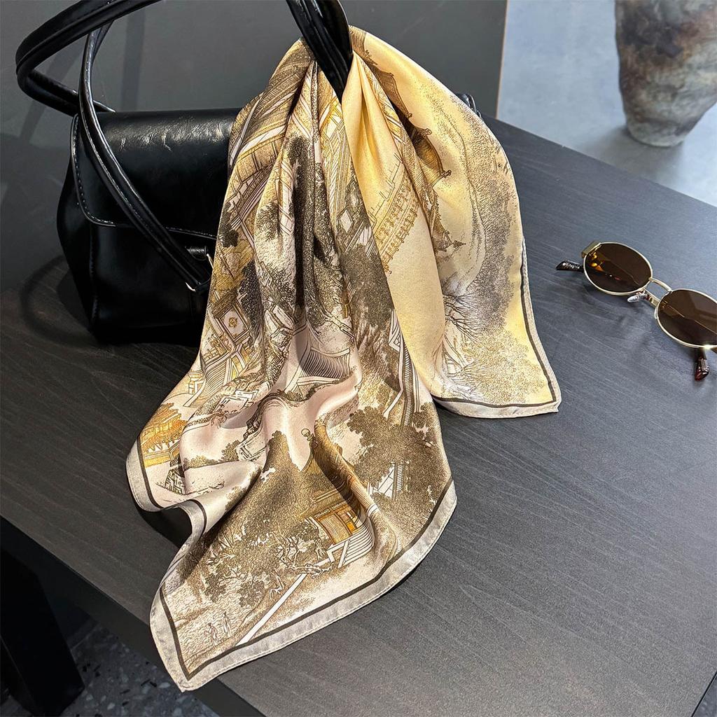 Luxury Brand 100% Natural Silk Scarf Women Design Small Square Shawl Hair Ribbon Headband Fashion Neckerchief Bandana
