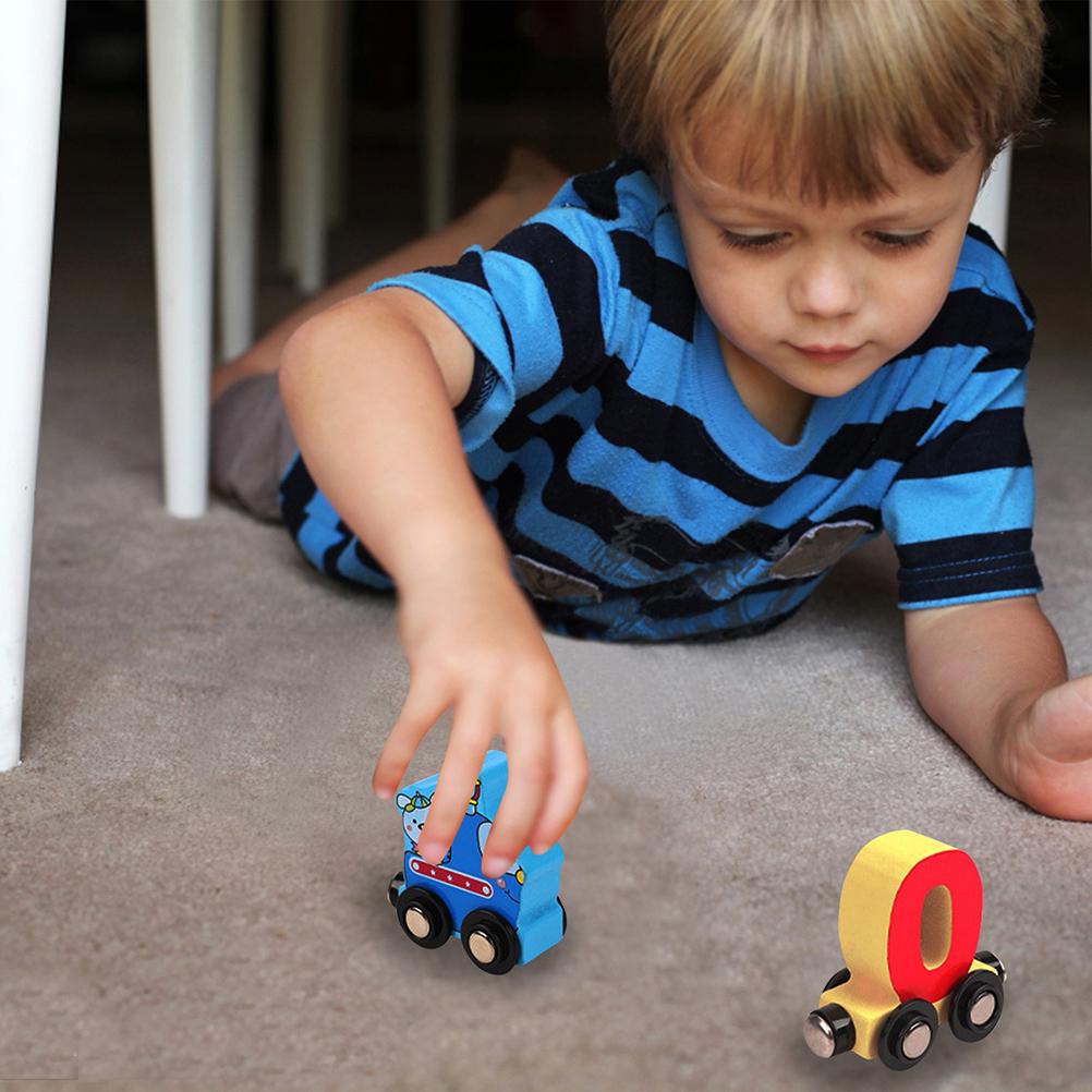 Деревянный поезд строительный блок игрушечный набор деревянный магнитный алфавит ABC поезд набор цифр раннее образование