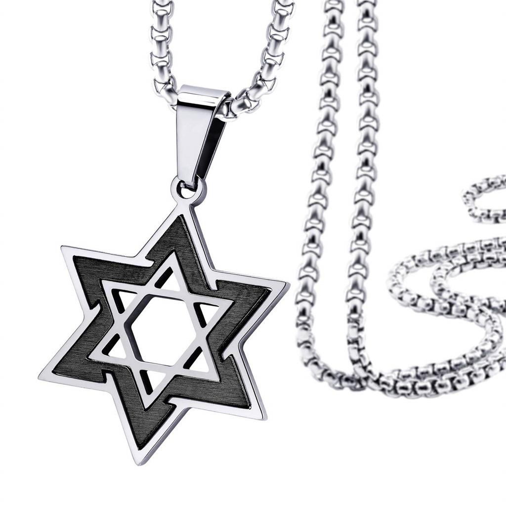 Stylish Star of David Necklace Two Color Star of David Pendant Necklace