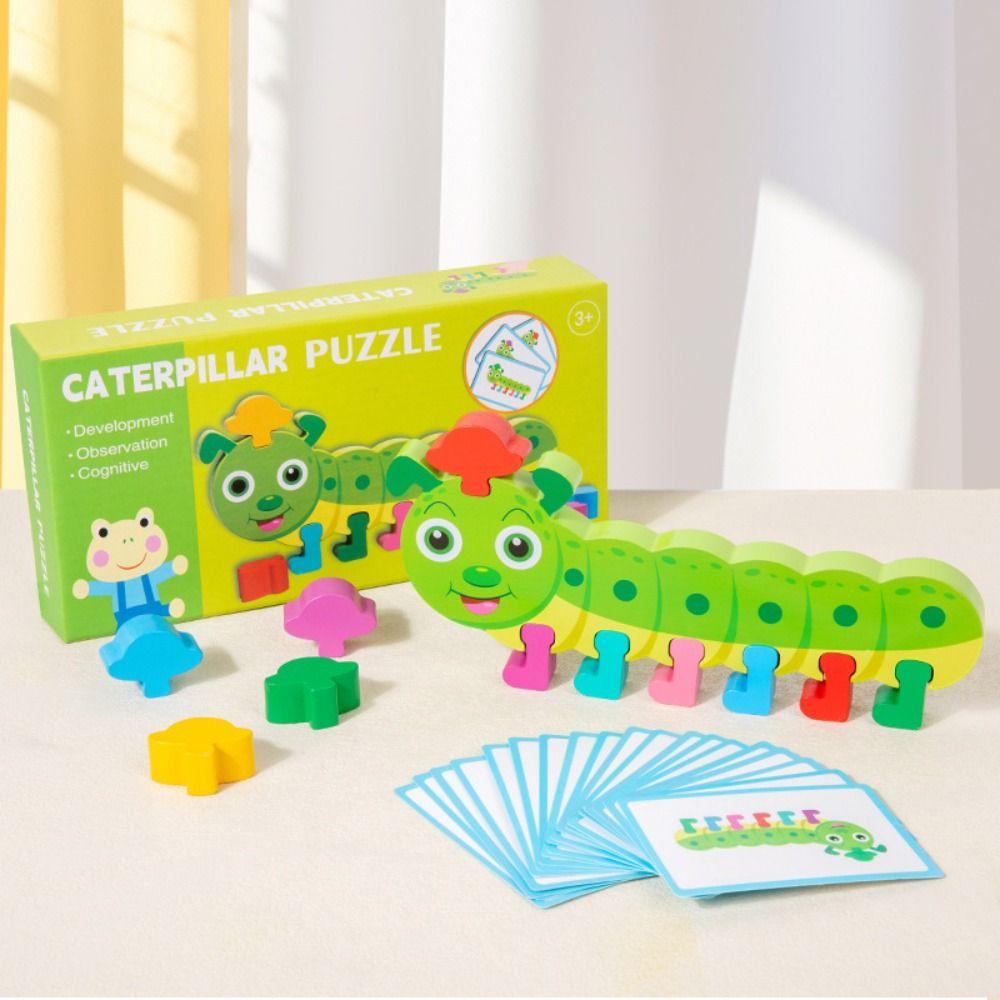 Animals Caterpillar Color Matching Game Wooden Color Matching Sorting Game Wooden Puzzle  Children