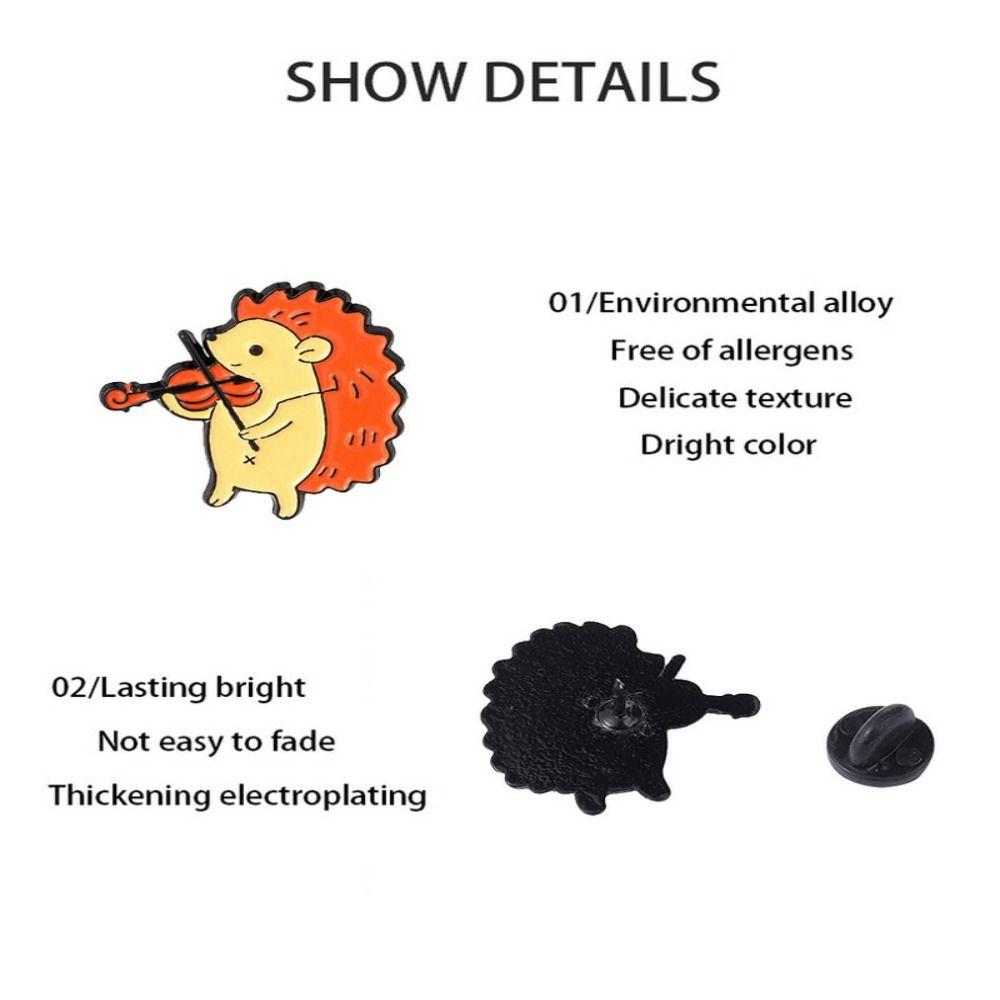 French Horn Zinc Zinc Alloy Musician Audience Pin Enamel Badge Cartoon Hedgehog Brooch Backpack Decoration