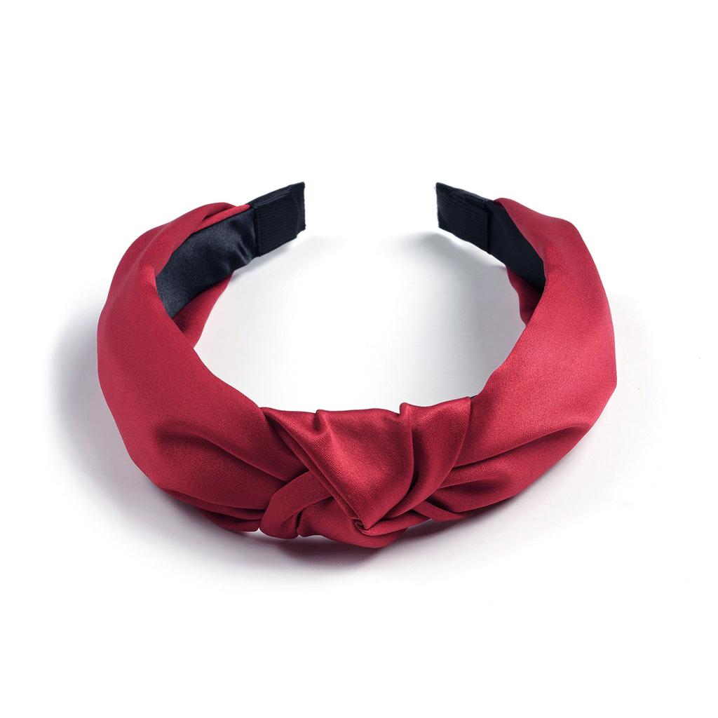 Popular Solid Color Satin Headband Simple Cross Knotted Headband Women'S Temperament Small Fresh Hair Accessories
