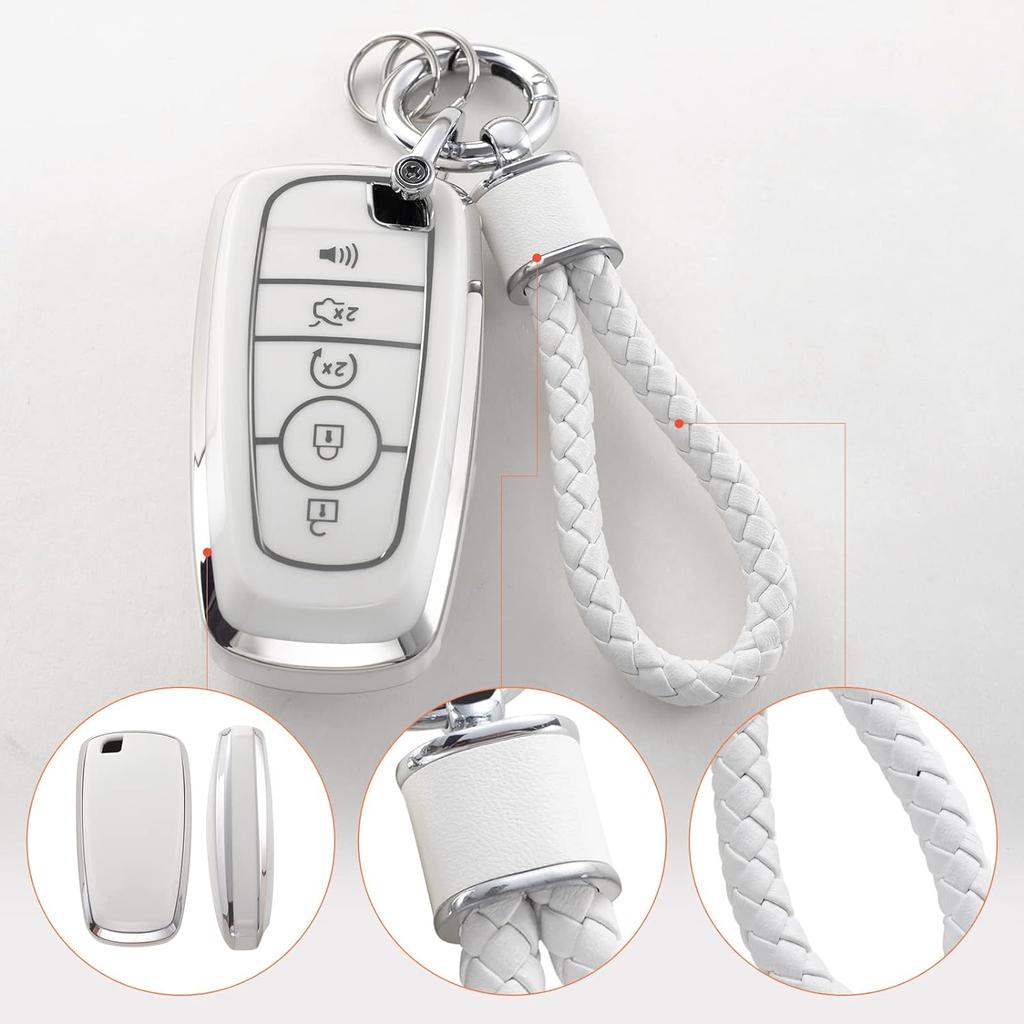 Чехол для брелока Ford с брелком, защитный чехол для ключей из мягкого ТПУ, подходит для Edge Escape Expedition Explorer Fusion Mustang Ranger F-150